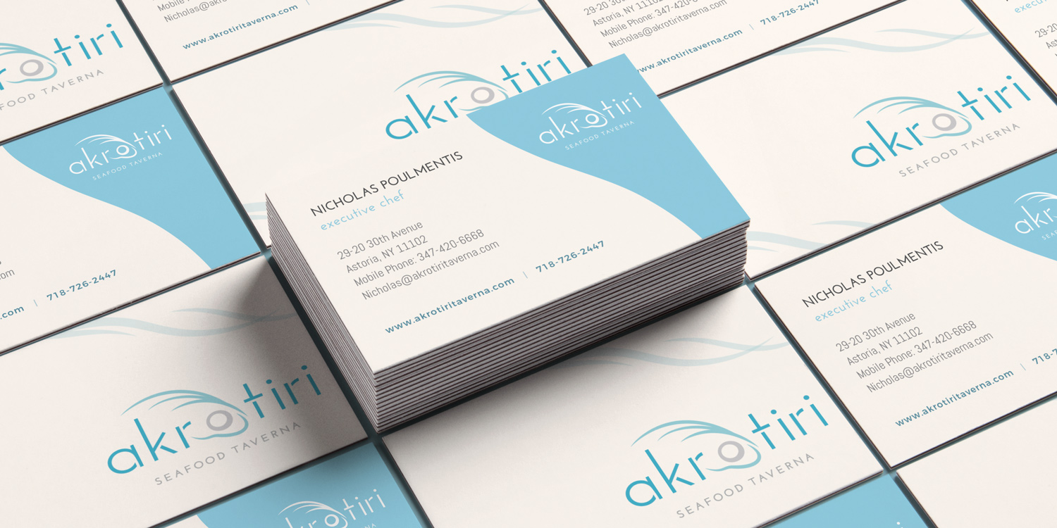 Akrotiri: Seafood Restaurant Business Card Design